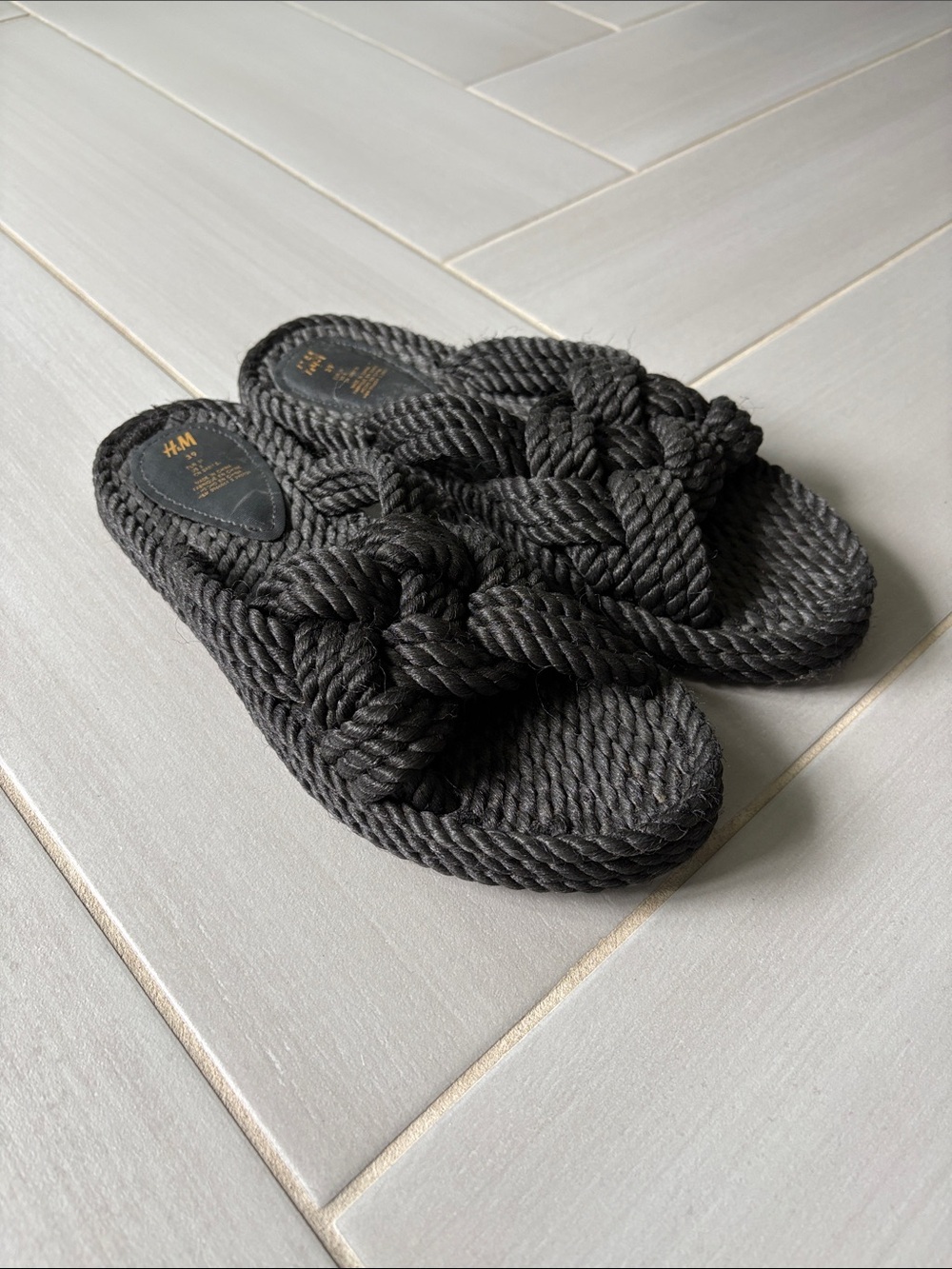 H&M Black Rope Slide Sandals